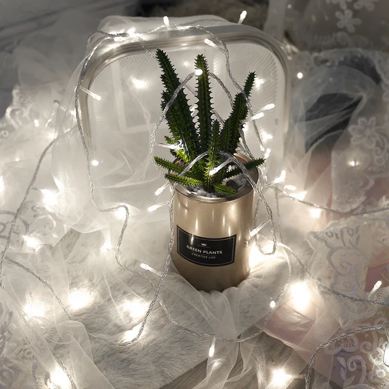 Серебряный провод Фея теплый белый светильник светодиодный гирлянда