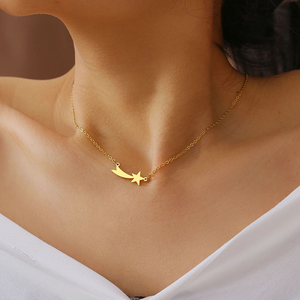 Ожерелья из нержавеющей стали простой Звездный баннер подвеска чокер цепочка
