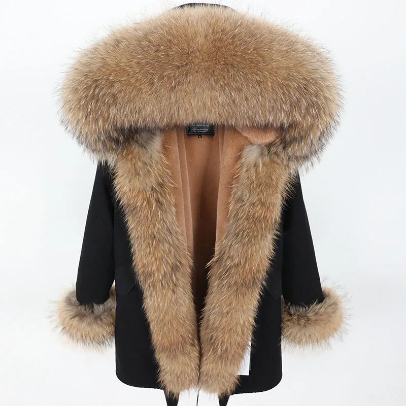 

Women's jacket Nice Raccoon fur collar placket hair pie overcoming coat mid-length female winter Women's winter jacket