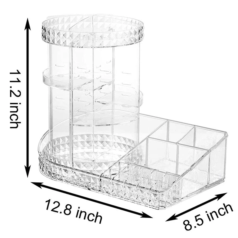 

Transparent L Style Organizer,360-Degree Rotating Box,Diy Adjustable Cosmetics Display Case for Makeup Lipsticks