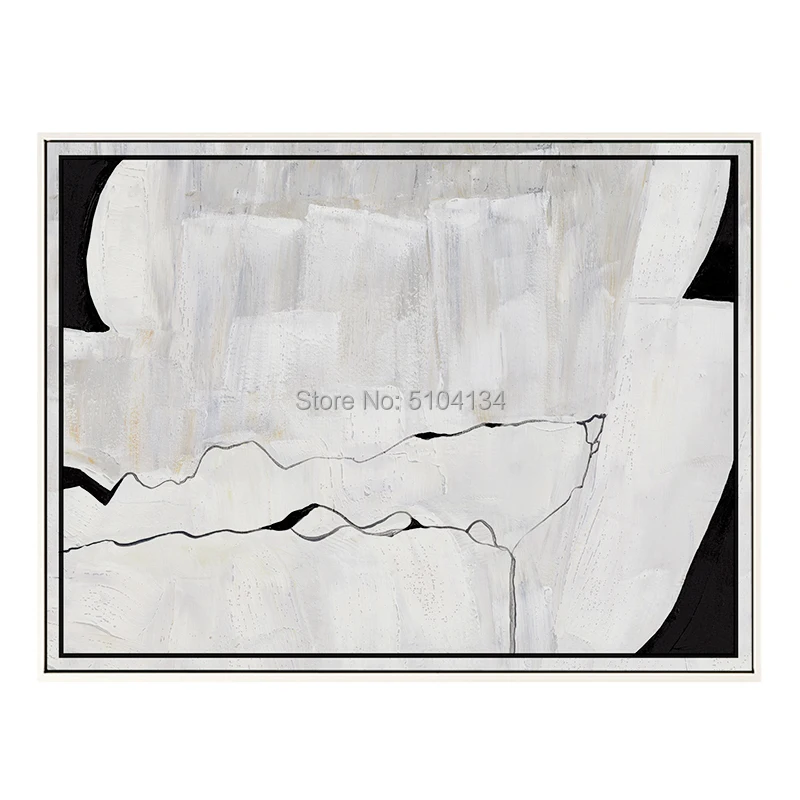 Абстрактный белый и черный цвет блок холст ручная роспись Современная Настенная