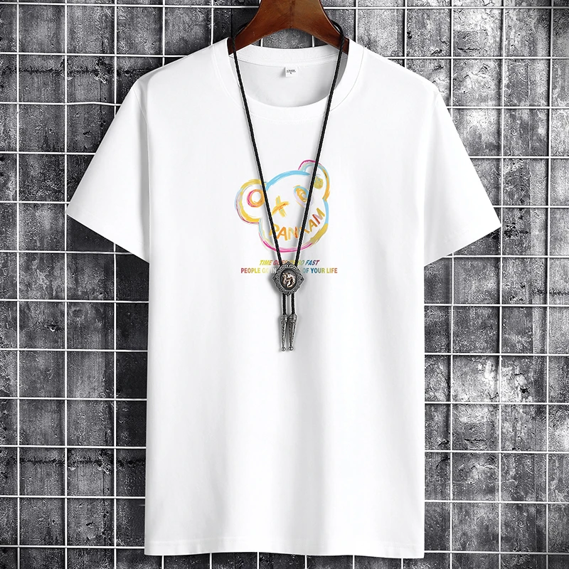 

2021 Newest T Shirt for Men Clothing Fitness White Anime O Neck Man T-shirt For Male Oversized S-6XL New Men T-shirts Goth Punk