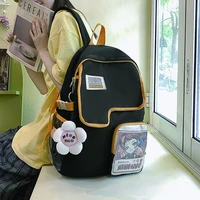 2021 women school backpack solid color cute girls schoolbag black nylon bookbag female anti theft bagpack large capacity mochila