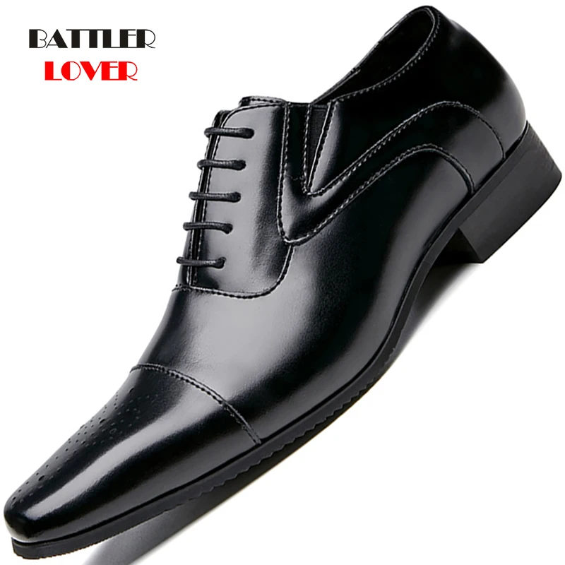 

New Men Genuine Leather Brogue Shoes Handwork Soft Cowhide Formal Shoe Male Lace-Up Casual Business Office Shoes Big Size 39-45