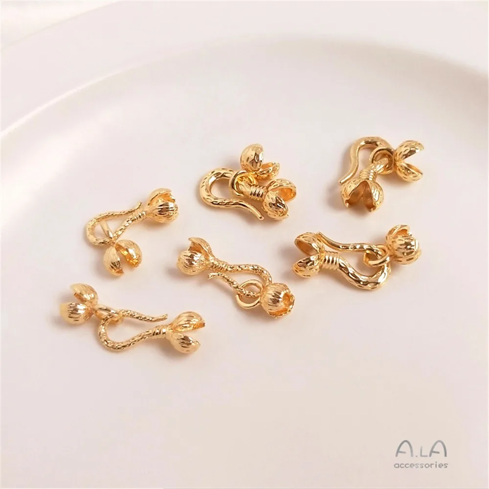 

14K Gold Filled Plated Bud double bag buckle hook shaped end buckle buckle DIY bracelet head accessories material