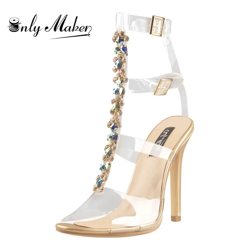 Onlymaker/женские сандалии гладиаторы на высоком каблуке с ремешком щиколотке и