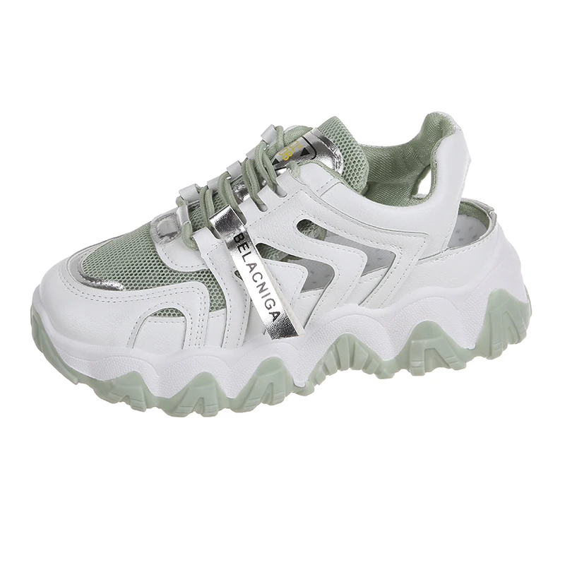 

Женские кроссовки на массивной платформе, дышащие сетчатые, на шнуровке, повседневная обувь на высоком каблуке, на осень