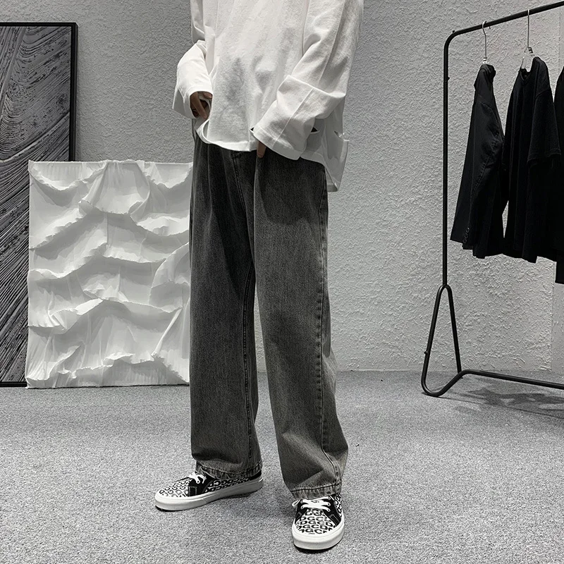 Wide Leg Jeans Men's Fashion Retro Harajuku Baggy Jeans Men Streetwear Loose Hip-hop Straight-leg Denim Trousers Mens M-2XL