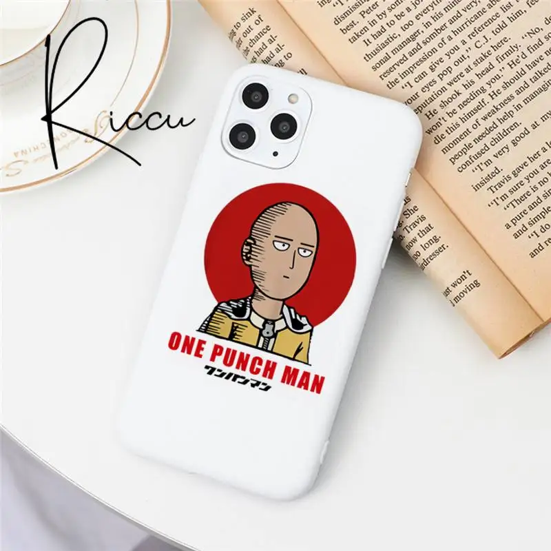 

One-Punch Man Anime Phone Case for iphone 12 pro max mini 11 pro XS MAX 8 7 6 6S Plus X 5S SE 2020 XR Candy white Silicone Cases