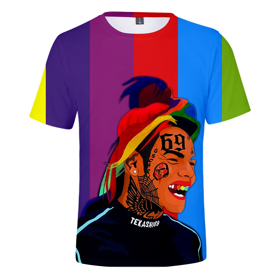 Футболка 6IX9INE для мужчин и женщин Повседневная Удобная рубашка с 3D рисунком