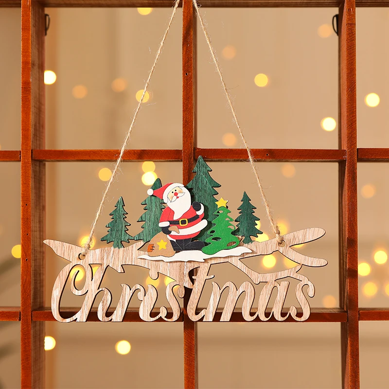 Рождественские украшения деревянные буквы карты Санта Клаус снеговик