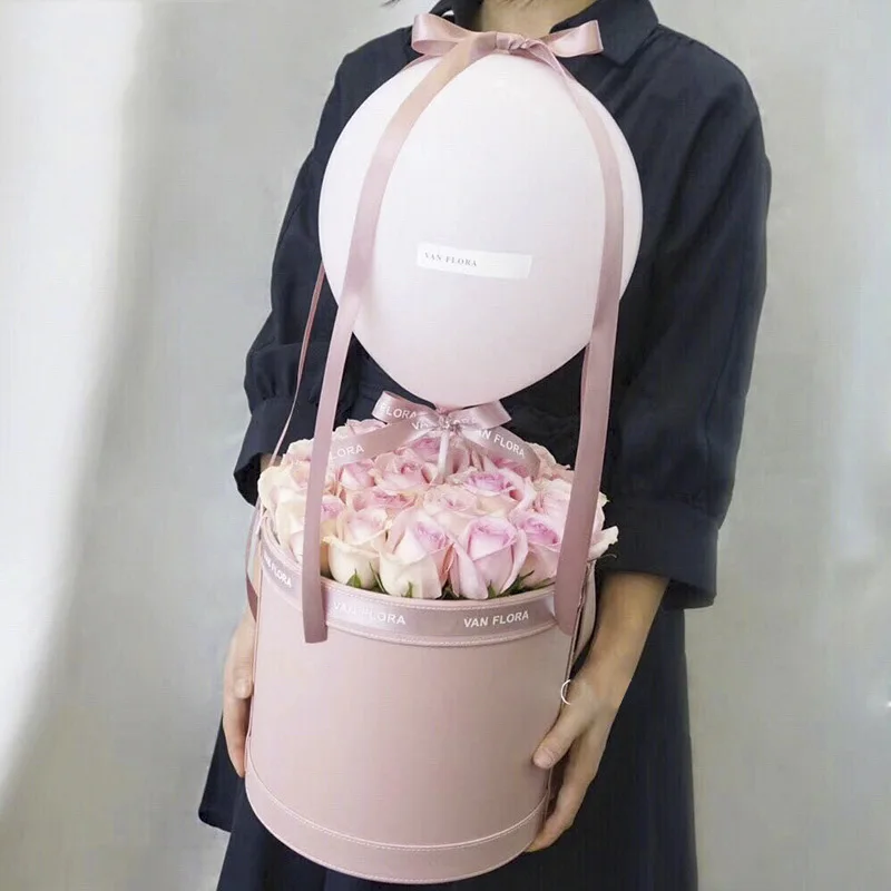 Новинка 2019 круглая кожаная Подарочная коробка с цветами упаковка из