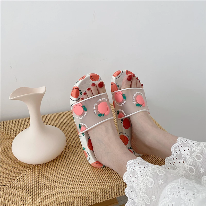 

Women Lovely Cartoon Fruits Slippers Indoor Non-slip Leisure Sandy Beach Slippers For Female Original Personal Slippers