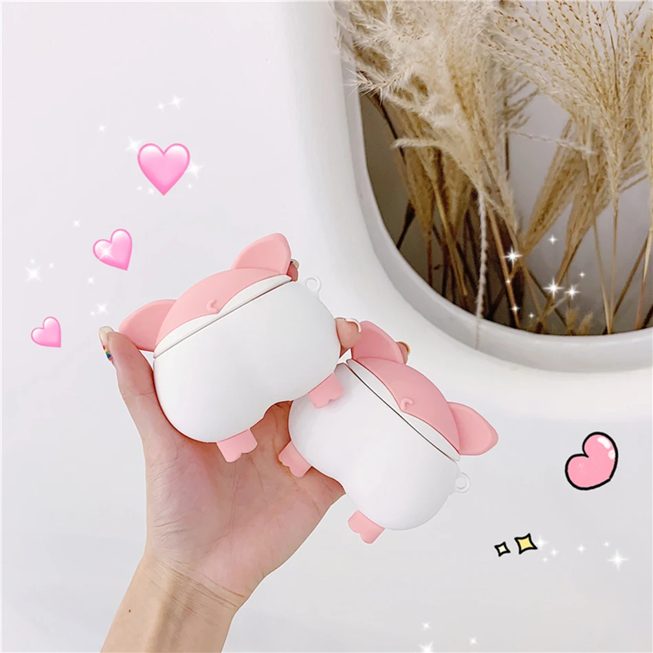 Новые Мультяшные наушники чехол для AirPods 2 Милые силиконовые свиньи беспроводной