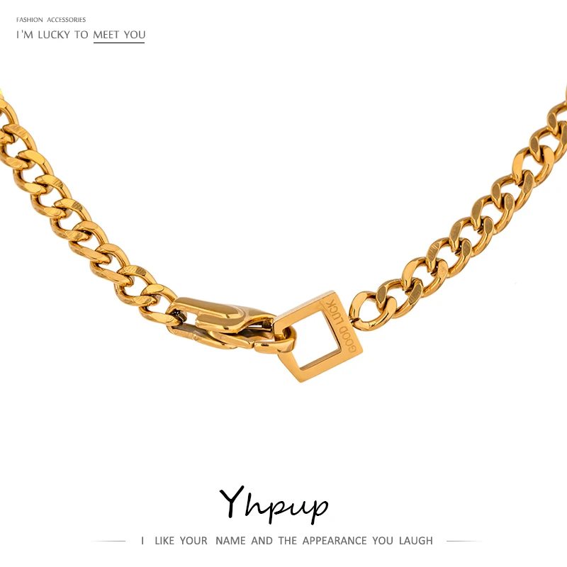 Yhpup Новый 18 K Нержавеющая сталь заявление удачи колье Цепочки и ожерелья простая