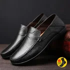 Туфли мужские из натуральной кожи, дышащие, черные, для вождения