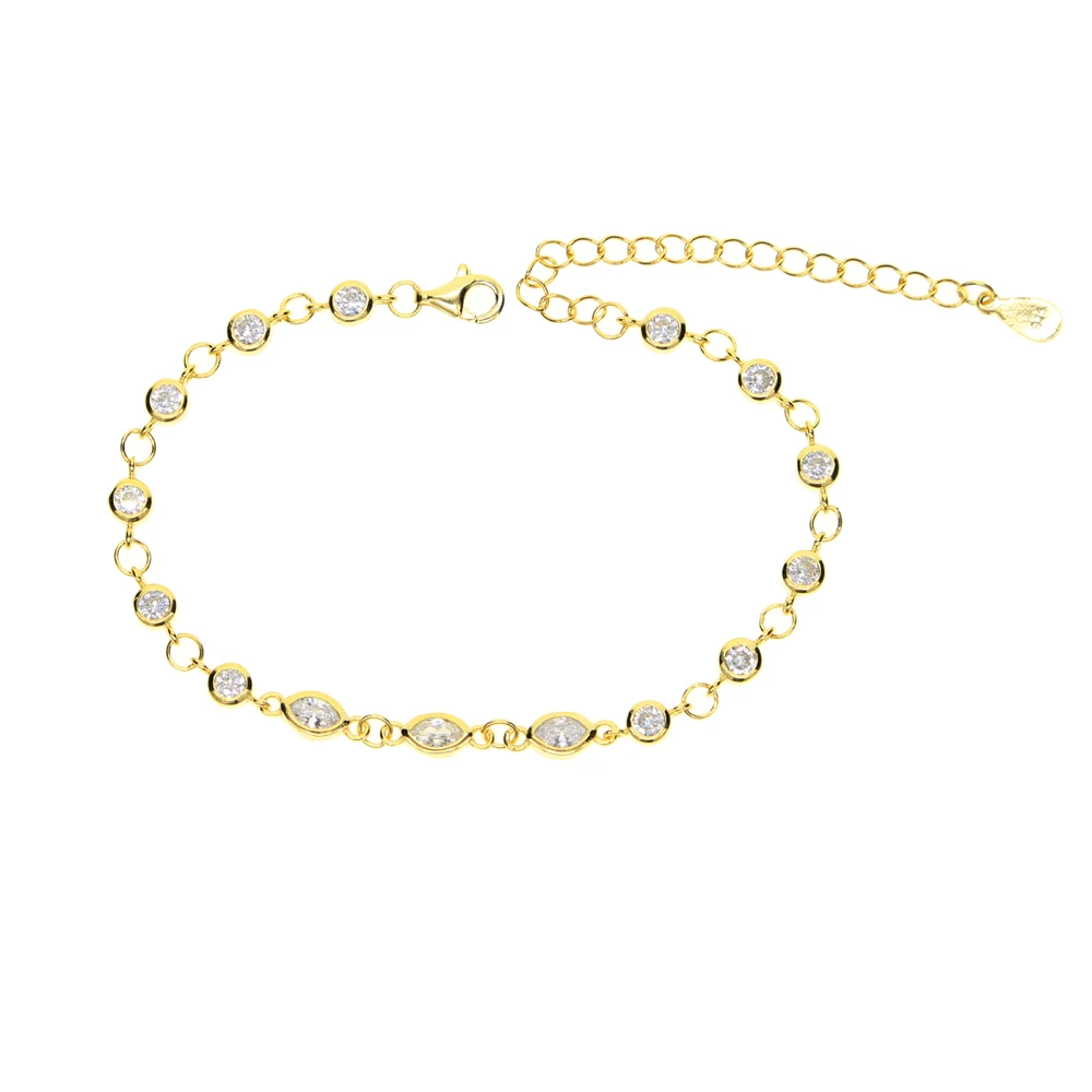 Браслет из серебра 925 пробы покрытый желтым золотом с инкрустацией от сглаза |