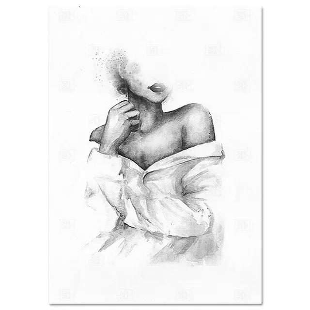 

Watercolor Sexy Girl Canvas Art Poster Prints Painting Wall Art Black And White Nordic Decoration Picture Modern Home Decorative