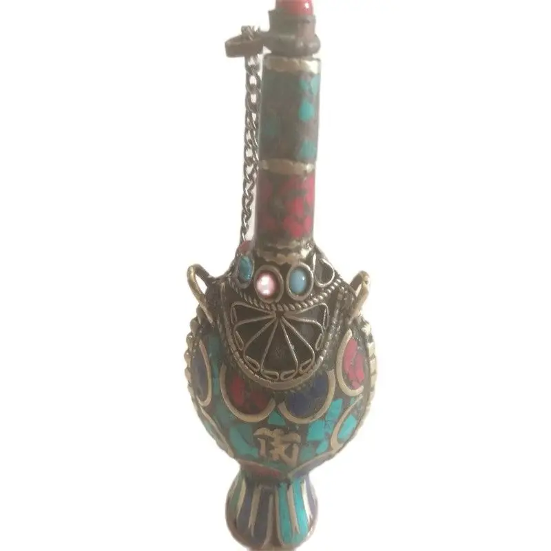 

Nepal Handmade Snuff Bottle Old Cloisonne Snuff Bottle Inlaid With Turquoise