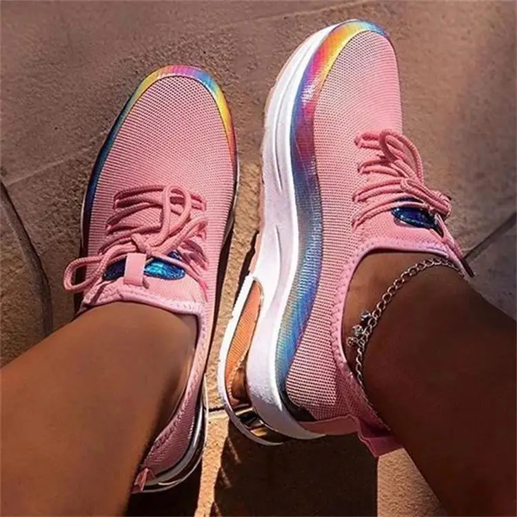 

Ladies sports shoes wedge heel platform casual shoes vulcanized shoes women, breathable, mesh, outdoor training shoes color 2021