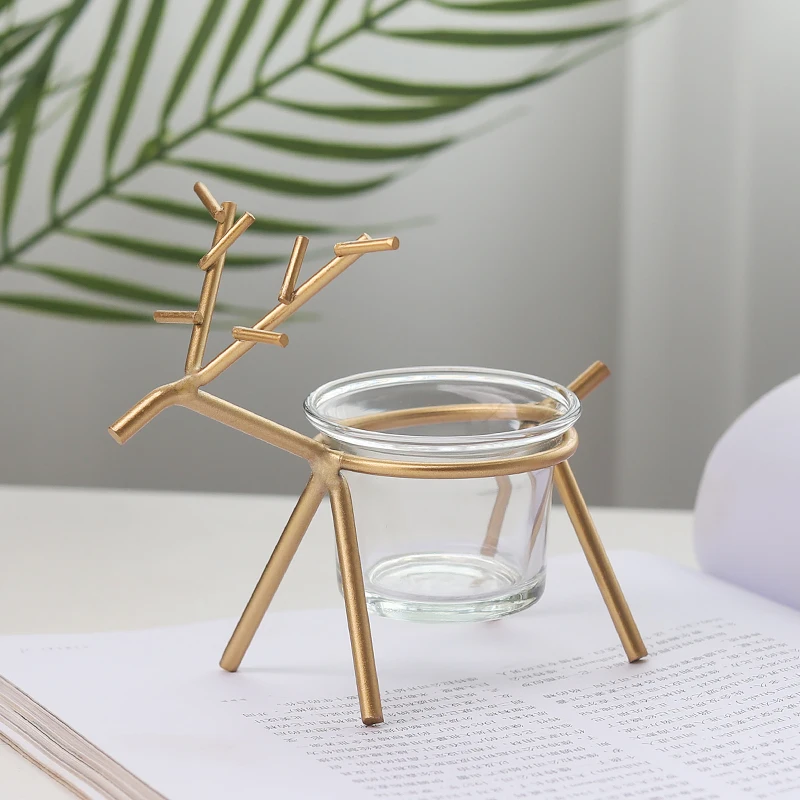 Подсвечники Tealight в форме оленя металлические свадебные украшения стеклянный