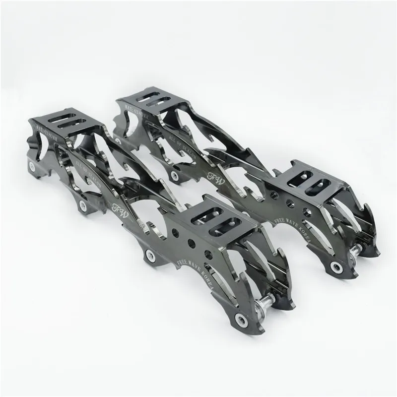 Rocked type 219mm 231mm 243mm roller skates frame 4X72mm 76mm 80mm inline slalom base FSK rockered banana rainbow silver
