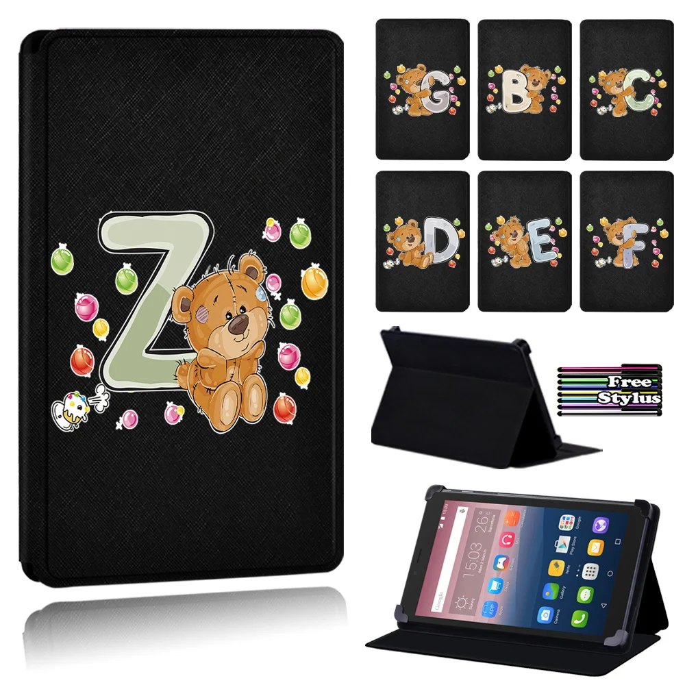

Bear Letter Print Tablet Case for Alcatel OneTouch PIXI 3 7.0/PIXI 3 8.0/Pixi 3 10/Pixi 4 7 - PU Leather Stand Cover Case + Pen