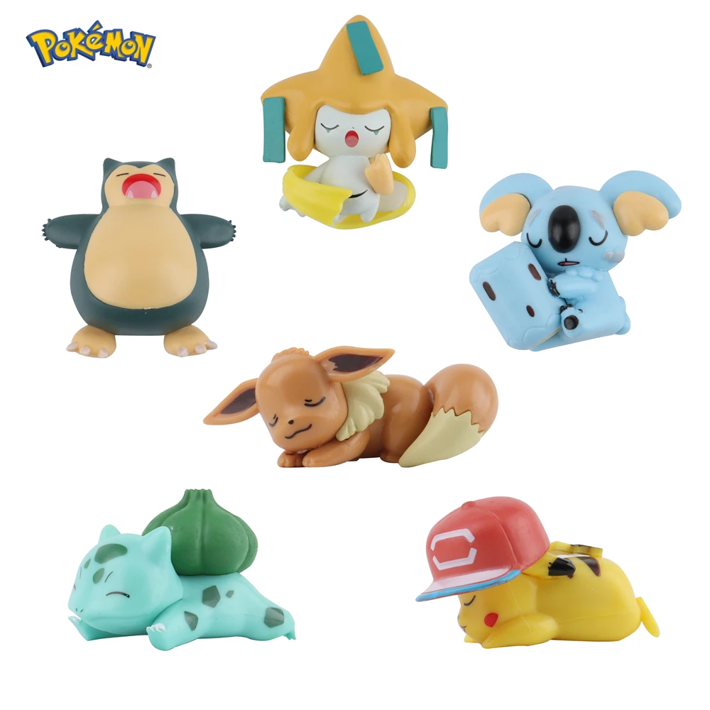 

Фигурка покемона, модель 4-8 см Kawaii Pikachu Eevee, модель для сна, настольное украшение, однотонная фигурка, детский подарок