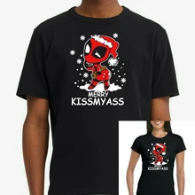Фильма Дэдпул Рубашки MERRY KISSMYASS Рождество футболка унисекс + дамы