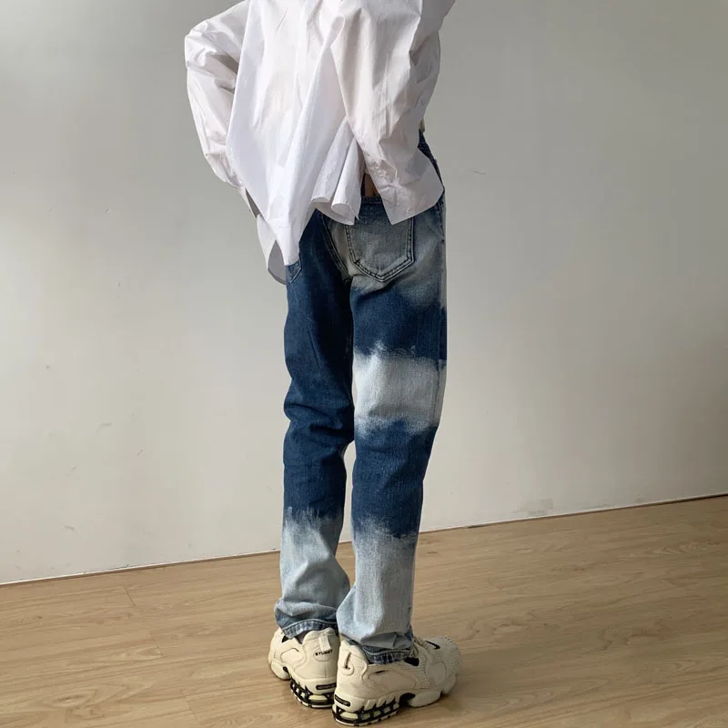 

Men Tie Dye Vintage Casual Straight Jeans Male Streetwear Hip Hop Denim Pants