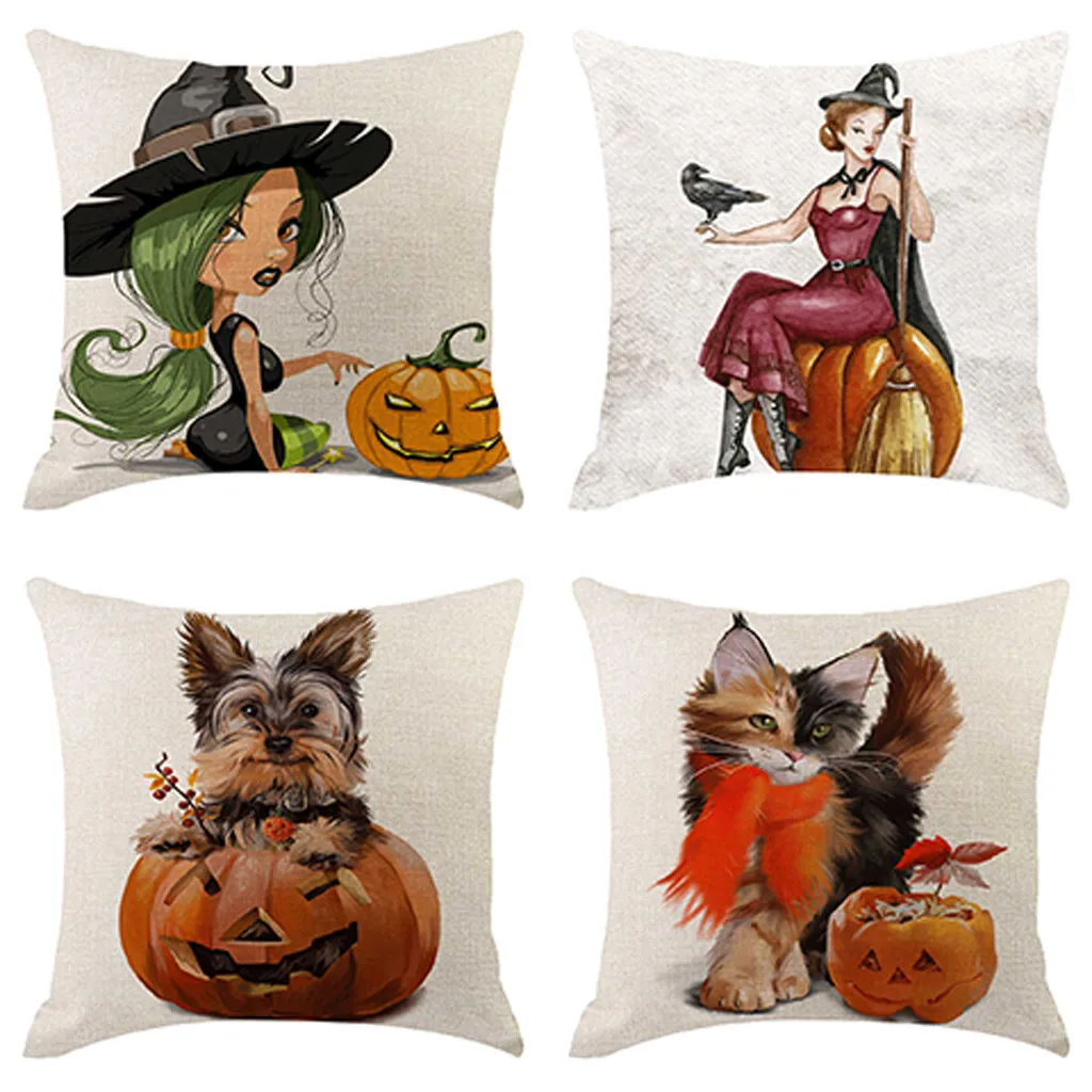 4 шт. наволочка для подушки в стиле Хэллоуин Тыква Сова декоративная диванная