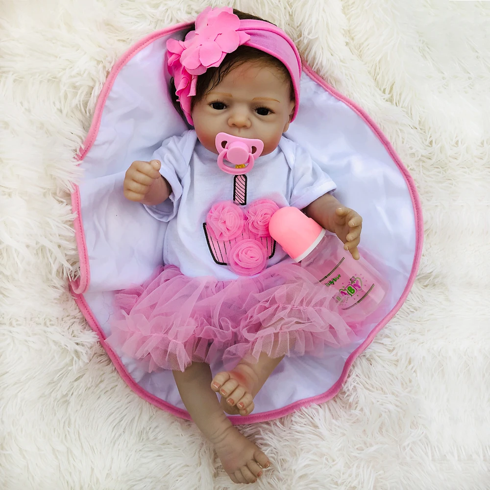Bebe reborn цельное тело силиконовые куклы-игрушки для девочек для детей подарок 22 дюймов 55 см детская игрушка для новорожденных кукла подарок
