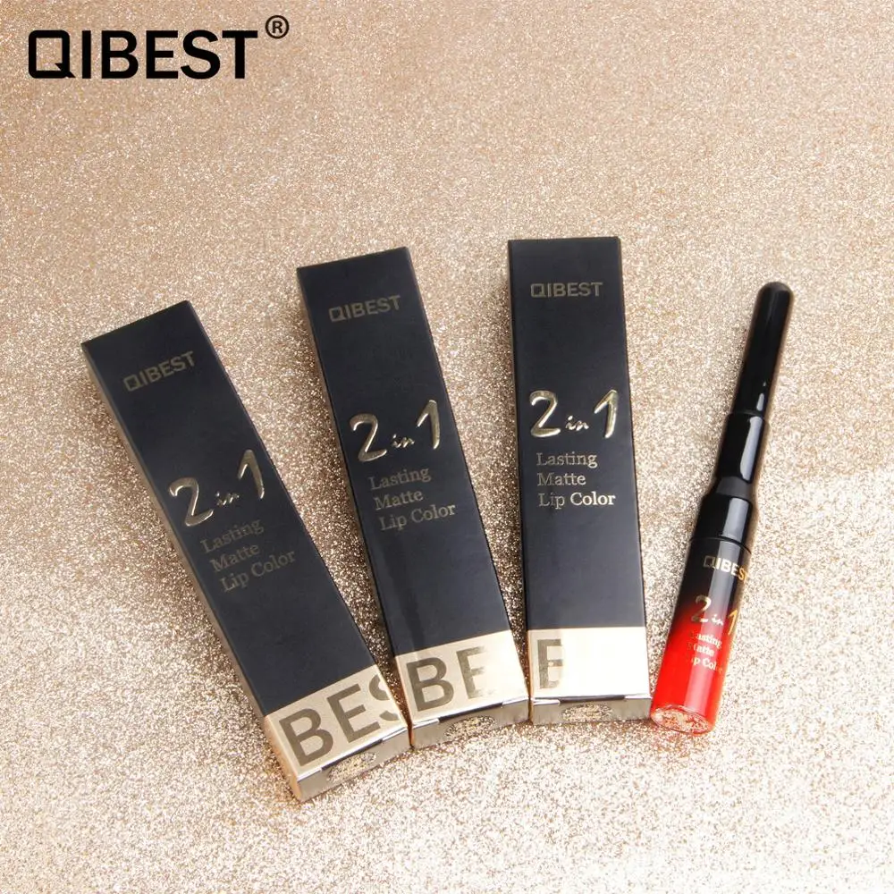 QIBEST 2 в 1 матовая Увлажняющая губная ТИНТ подводка Водонепроницаемый телесного