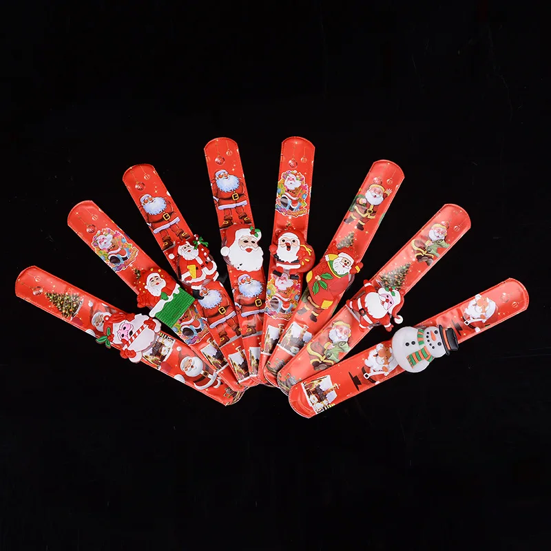 Светодиодный Рождественский браслет светящийся Санта Снеговик Хлопушка кольцо