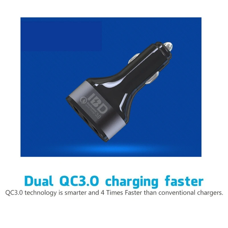 

308-Q3 Car Charger, 42W 3 USB Port QC3.0 Car Fast Charger Adapter for iPhone 11/7 Plus/6S, Galaxy S10/S9/S8, Note 9,and More