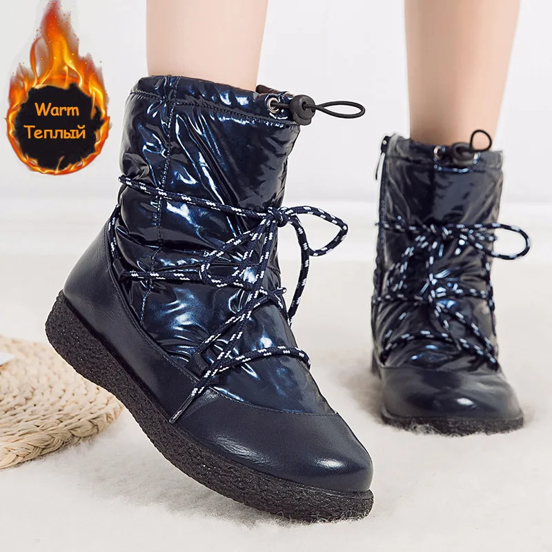 Женские ботинки водонепроницаемая зимняя обувь женские зимние на низком каблуке
