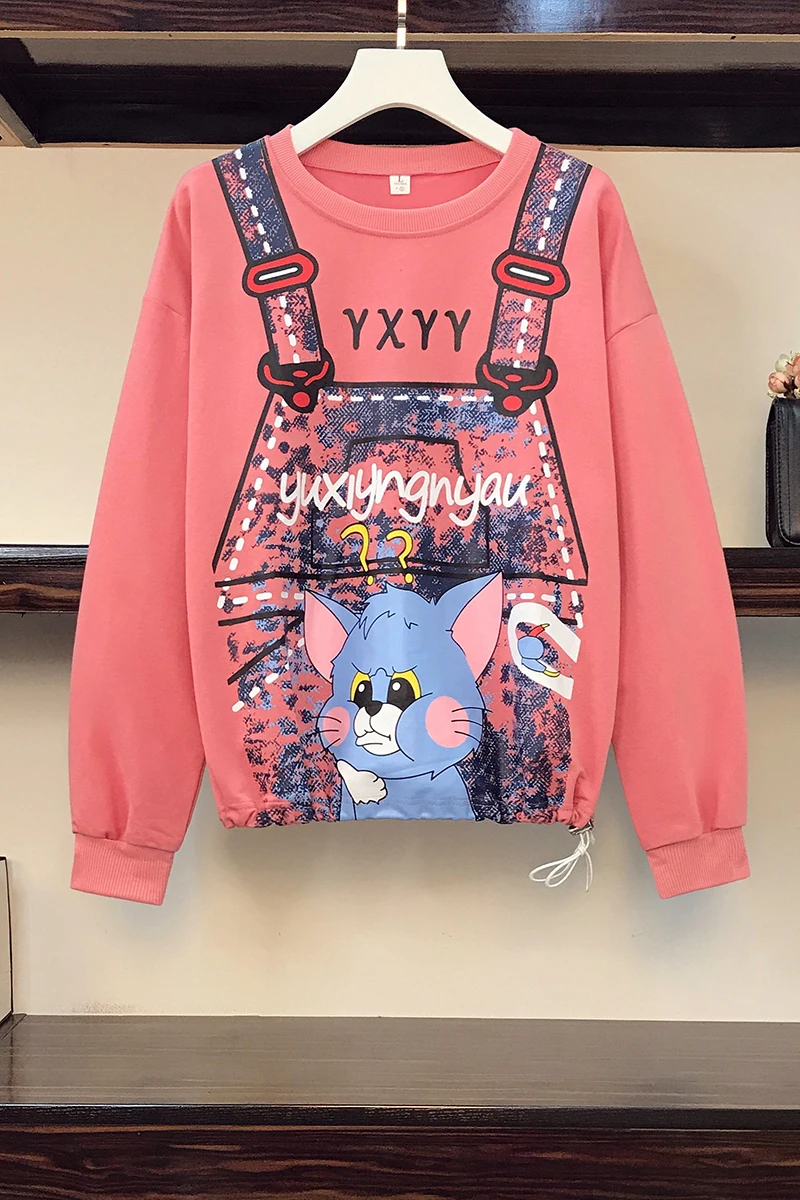 

Autumn Large Size Sweater Loose Thin Coat Fashion Sweet Sweatshirt Women Streetwear Women Bluza Z Kapturem Clothes For Women