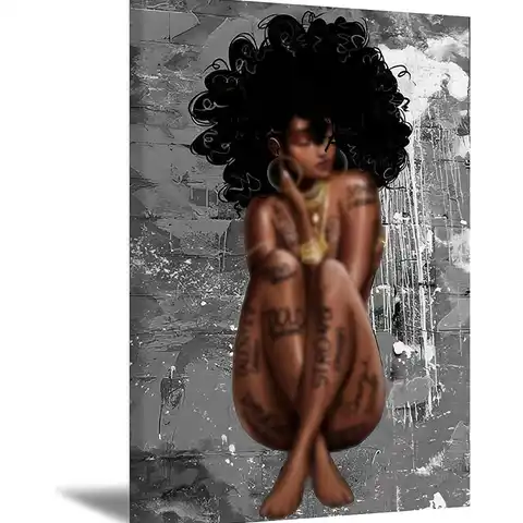 Черная искусство на стену в Африканском и американском стиле, черная девушка, холст, картины, черные женщины, украшение на стену, Африкански...