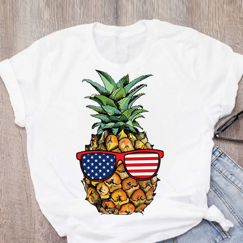 

Женская футболка с рисунком арбуза и ананаса, летняя повседневная футболка с коротким рукавом и принтом фруктов, женская футболка в стиле Х...