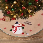Юбка на рождественскую елку, плюшевый ковер, подушка, украшение, льняная вышивка Снеговик, юбка на елку для пожилых людей, фартук для рождественской елки, украшения