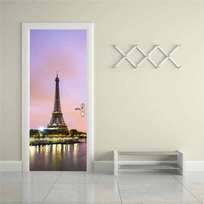 

Самоклеящаяся наклейка на дверь с изображением Парижской башни, домашний декор, Настенная Наклейка на дверь, настенная наклейка, постер на ...