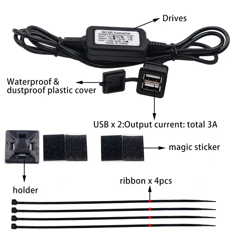 Waterproof Vehicle Dual USB Car Charger DC12V to 5V 3A 15W Converter Step Down Module Power Adapter Supply Car-styling | Автомобили и