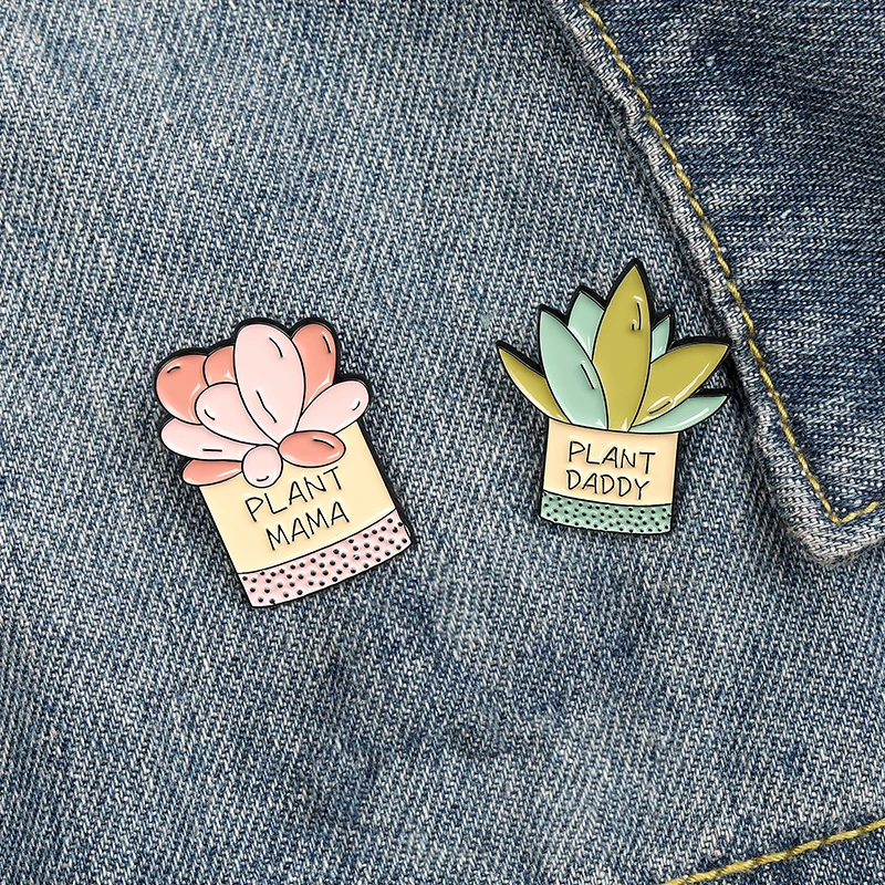 

Plant Mama Daddy Enamel Pins Crystal Succulent Plant Brooches Bag Clothes Lapel Pin Gardening Badge Jewelry Gifts for children's