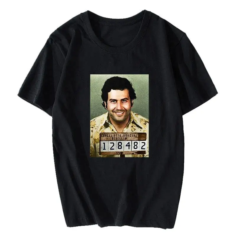 

PABLO ESCOBAR Gun T Shirt Men's High Quality Aesthetic Cotton Cool Vintage T-shirt Harajuku Streetwear Camisetas Hombre