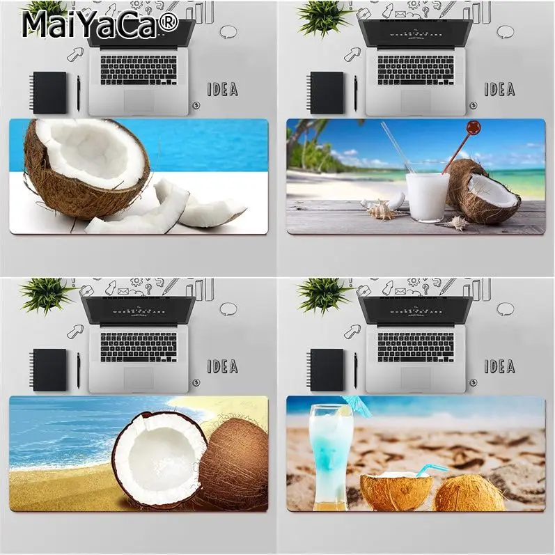 

Игрушечный скоростной коврик для мыши Maiya с принтом фруктов кокоса на пляже, розничная продажа, маленький резиновый коврик для мыши, бесплат...