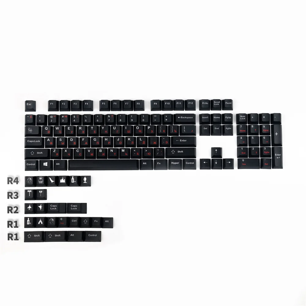 

Dark War Russian Keycaps Cherry Profile Dye Sub PBT Material 2U 2.25U Shift Asian layout For Mechanical Keyboard Cherry Gateron