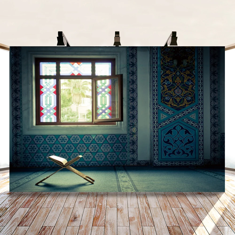 

Yeele Eid Mosque Ramadan Festivals Kareem Mubarak Moon Party Window Backdrops Photography Backgrounds Photocall For Photo Studio