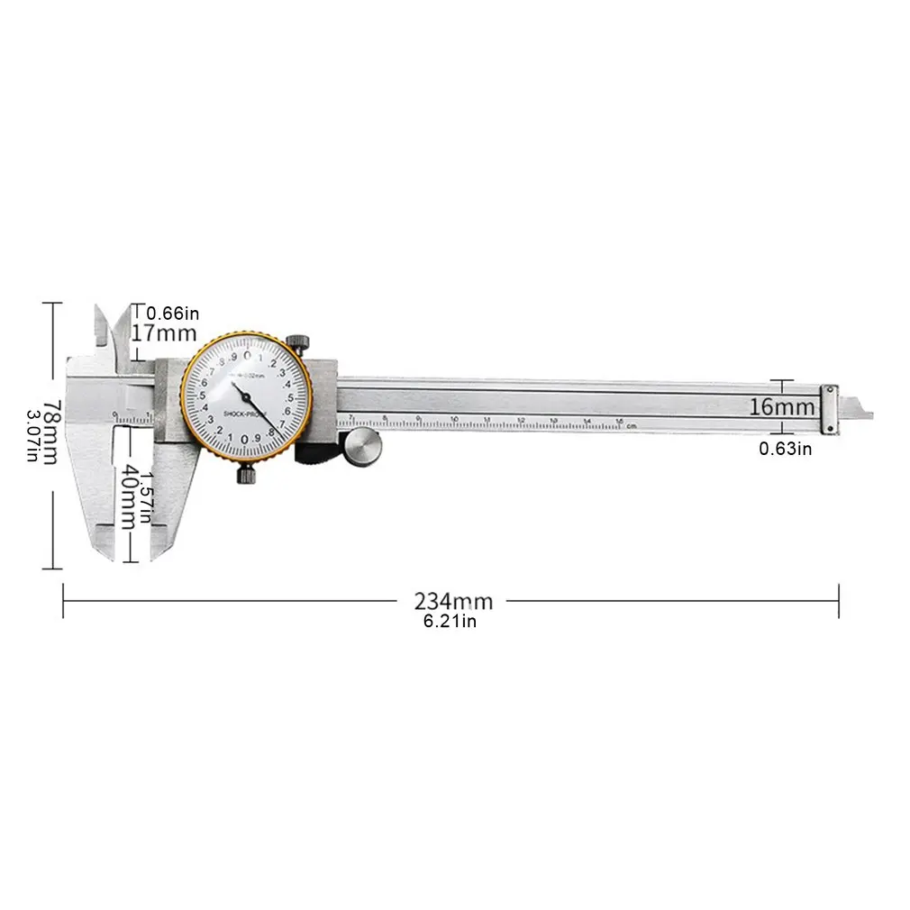 Штангенциркуль из углеродистой стали с золотым ободком штангенциркуль