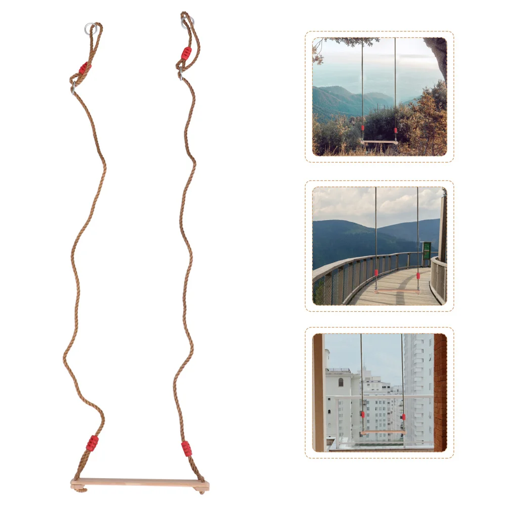 

1Pc Wooden Swing Outdoor Swing Plaything Four-board Swing for Kid Adult (Khaki)