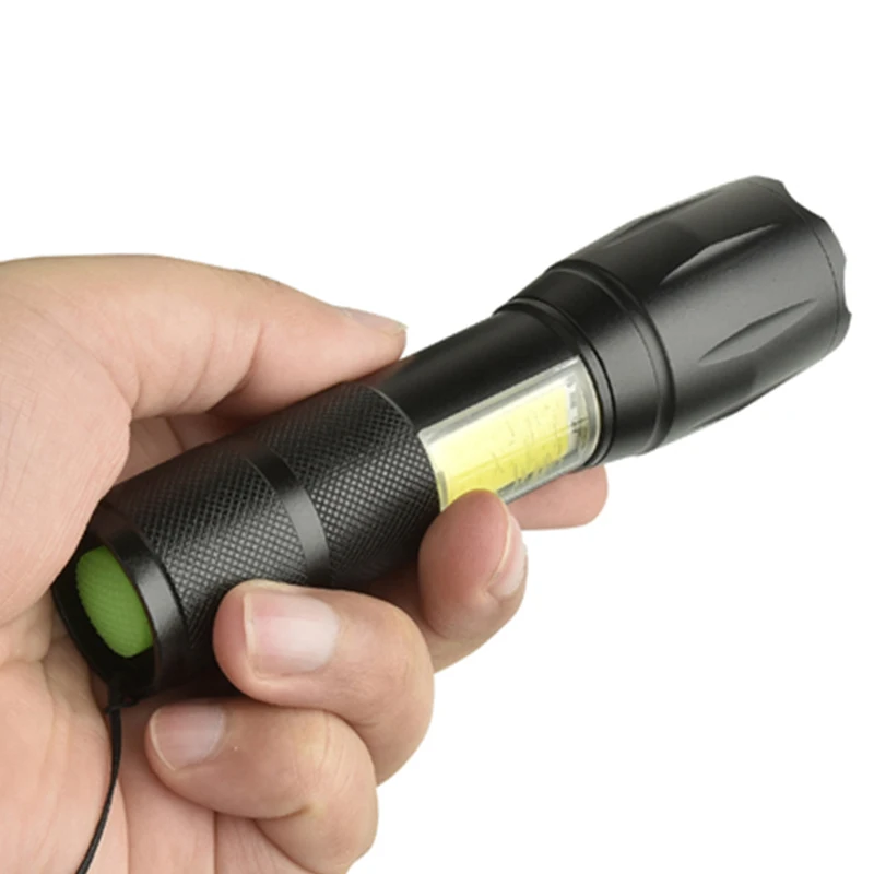 

103C USB Rechargeable LED Flashlight XML-T6 & COB Waterproof Aluminum Torch 4 Modes Zoomable for Camping 18650 Battery Lantern